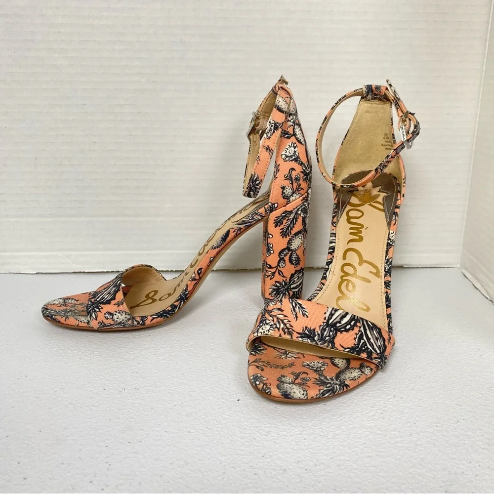 Sam Edelman Yaro Sandals Women’s 6.5M Peach Block Heel Ankle Strap Open Toe - Picture 6 of 11